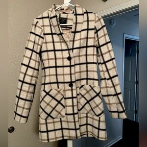 Abercrombie & Fitch Collarless Plaid Coat Size XS